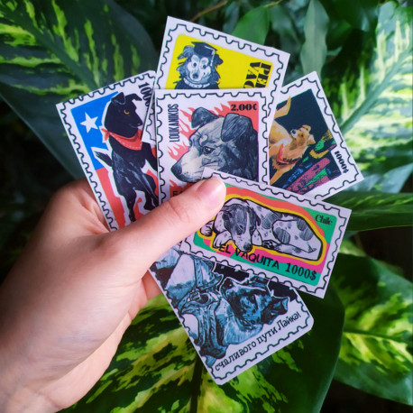 6 Riot dog stamps