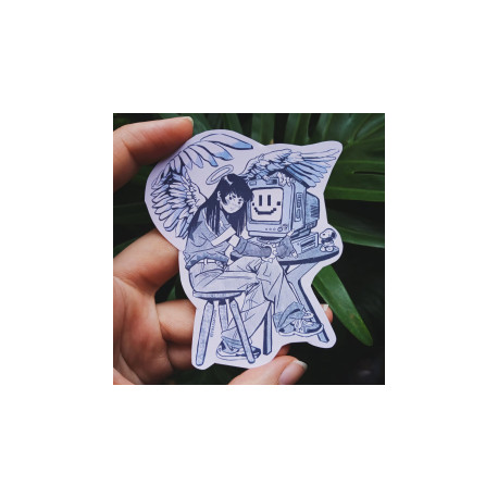 Computer angel sticker