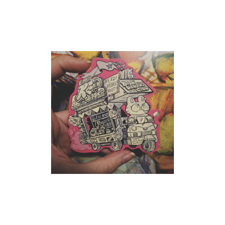 Little red books cat on a bike sticker