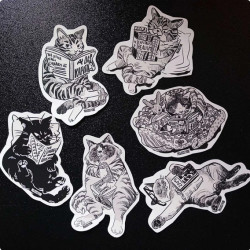 Cats reading stuff stickers...