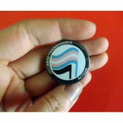 Anti transphobia action pin button badge lgbt