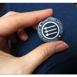 Sometimes antisocial, always antifascist button badge pin chapa
