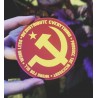 Communist hammer and sickle sticker Work less redistribute everything work for all produce the necessary