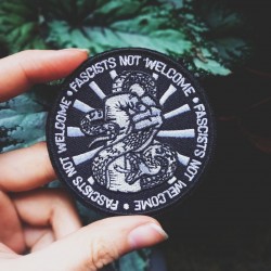 F*scists not welcome embroidered antifa patch 8cm