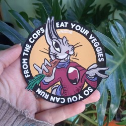 Sticker Eat your veggies so you can run from the cops sticker antifa