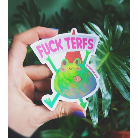 Fuck terfs feminist frog sticker