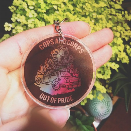 Cops and corps out of pride keychain llavero