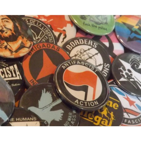 Leftist badge pack bundle vegan feminist ecologist antifascist anticapitalist buttons
