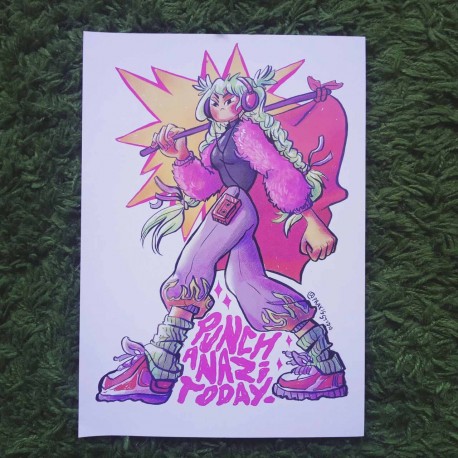 PRINT Punch a nazi today a4 poster