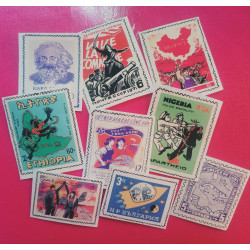 Old stamps stickers 9pcs