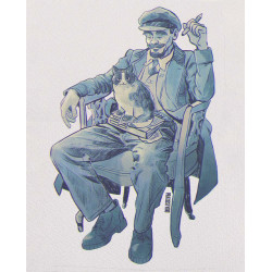 A4 PRINT Lenin portrait with a cat