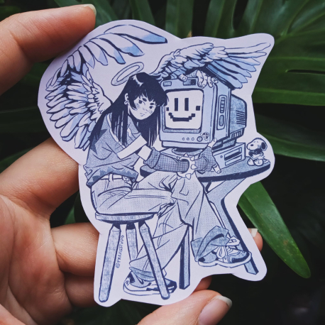 Computer angel sticker